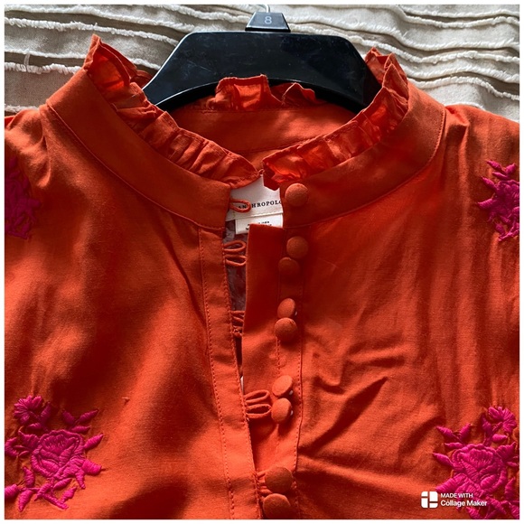 Anthropologie Jacqueline Orange Embroidery Tunic Top Size XL - Picture 7 of 16